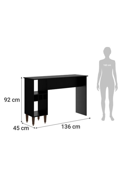 Mesa Comedor Diario Negro 136x92x45 CM-3