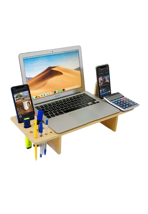 Organizador Escritorio Alzador Monitor Madera 50x20x9 CM-4