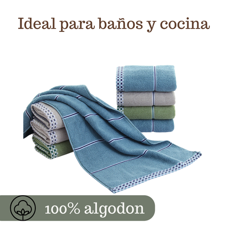 Pack 6 Toallas Surtidas De Algodon Manos Baño Spa Hotel Cocina 35x75 -2