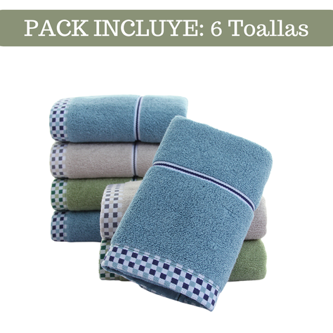 Pack 6 Toallas Surtidas De Algodon Manos Baño Spa Hotel Cocina 35x75 -3