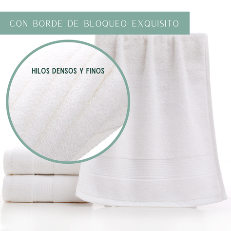 Pack 4 Toalla Blanca Mano Algodon Peluqueria Hotel Spa 35x75 cm-2