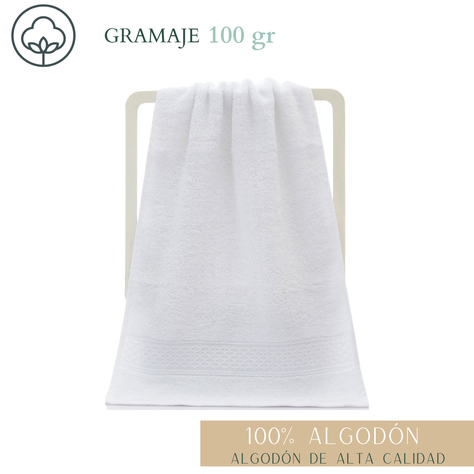 Pack 4 Toalla Blanca Mano Algodon Peluqueria Hotel Spa 35x75 cm-5