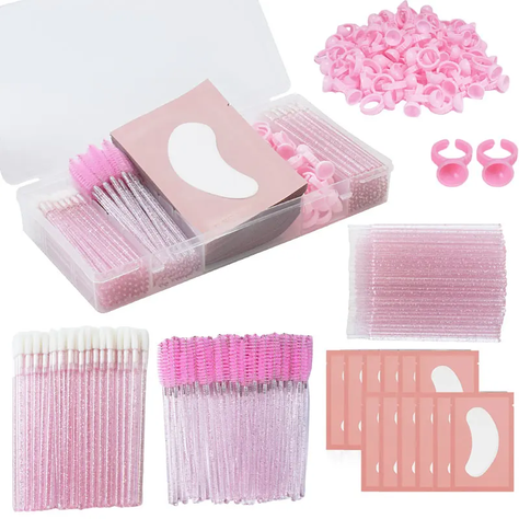 Conjunto Color Rosado De Extensiones De Pestañas Con Caja-0