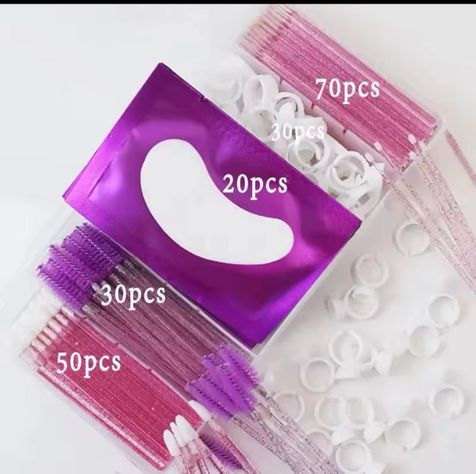 Conjunto Color Rosado De Extensiones De Pestañas Con Caja-4