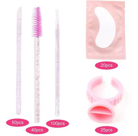 Conjunto Color Rosado De Extensiones De Pestañas Con Caja-5