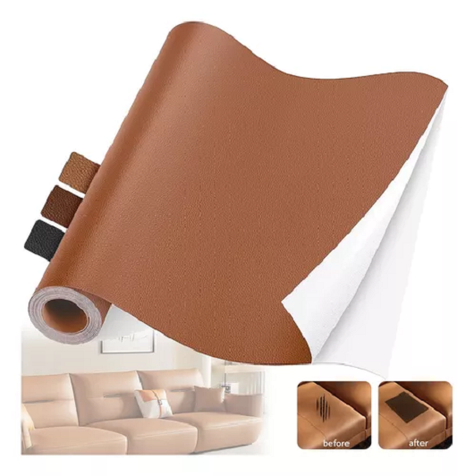 Rollo Parche Reparación Adhesivo Cuero Sofa137x50CmDark Brow-0