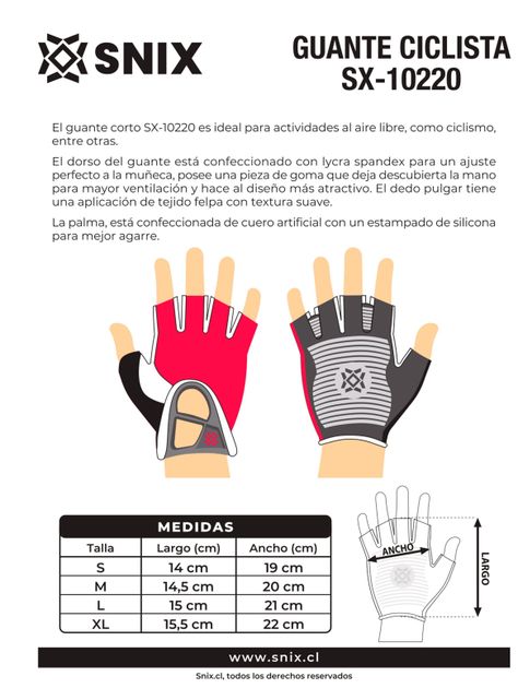 Guante Corto Ciclista SX-10220 Snix-2