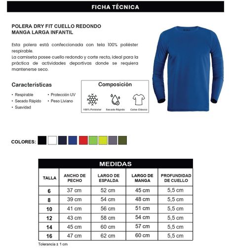 Polera Dry Fit Manga Larga Infantil Snix-2