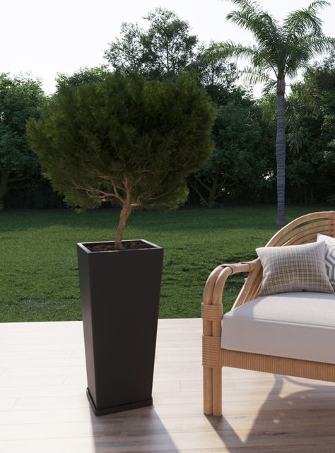 Macetero De Plástico Amalfi Piramidal 70x33 Cm Y 55 Litros Con Plato-2
