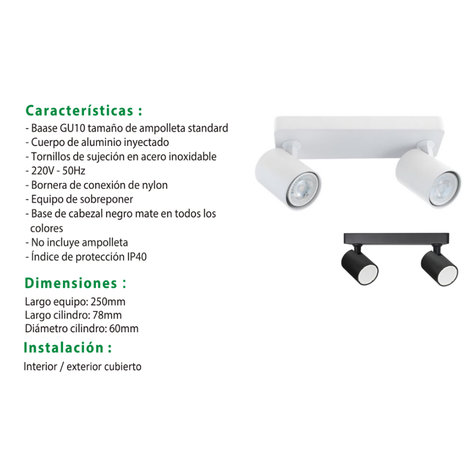 FOCO SOBREPUESTO 2XGU10 DIRIGIBLE ABIT BLANCO-4