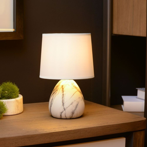 LAMPARA DE MESA MARMO BLANCO Ø16-1xE14-1