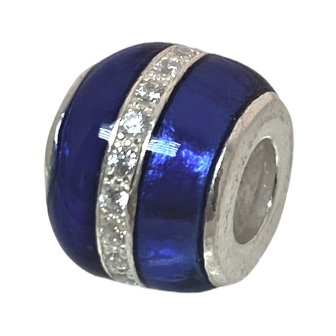 Charm esfera azul con linea de cristales Italiano-0