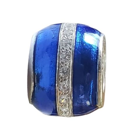 Charm esfera azul con linea de cristales Italiano-1