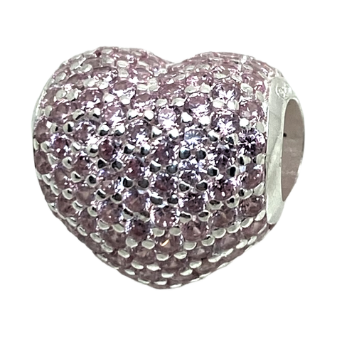Charm corazon de cristales rosa Italiano -0