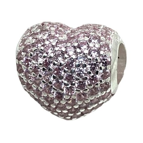 Charm corazon de cristales rosa Italiano -1