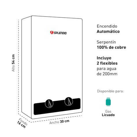 Calefont 7 litros Gas licuado Tiro natural Splendid-5