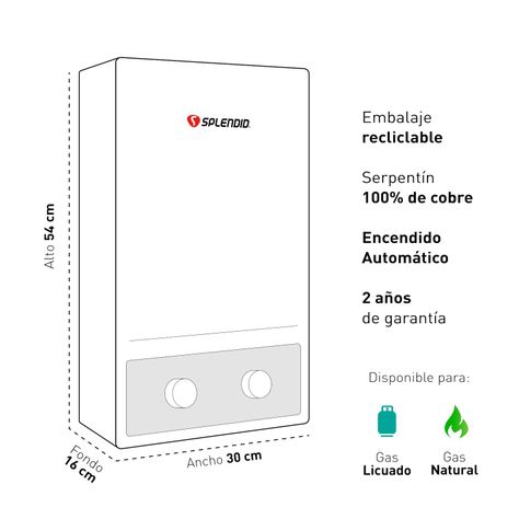 Pack Calefont 8 Litros Gas Licuado Tiro Natural + Regulador-2