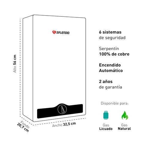 Pack Calefont 10 Litros Gas Licuado Tiro Natural + Regulador-2