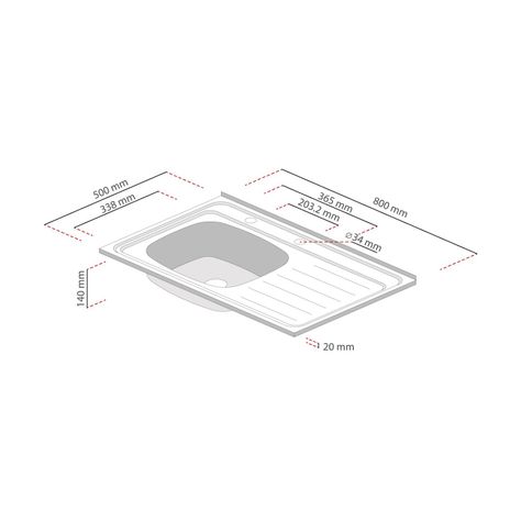 Lavaplatos 800X500 Con Rebalse Sobreponer Comb. Derecho-1