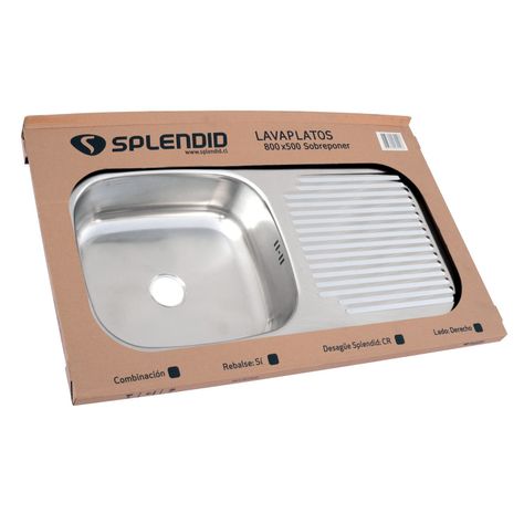 Lavaplatos 800X500 Con Rebalse Sobreponer Comb. Derecho-3