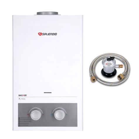 Pack Calefont 7 Litros Gas Licuado Tiro Natural + Regulador-0