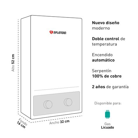 Calefont 7 litros Gas licuado Tiro natural Splendid-5