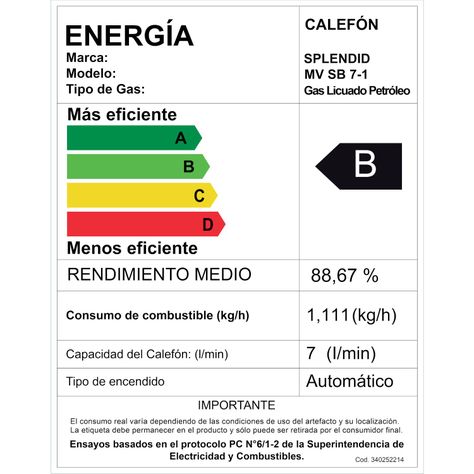 Calefont 7 litros Gas licuado Tiro natural Splendid-9