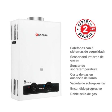 Calefont 5 litros Gas licuado Tiro natural Splendid-3