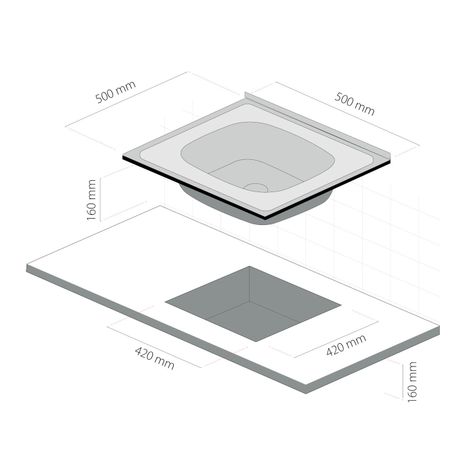 Lavaplatos Sobreponer 500 x 500 1 Cubeta Splendid Acero Inox-1