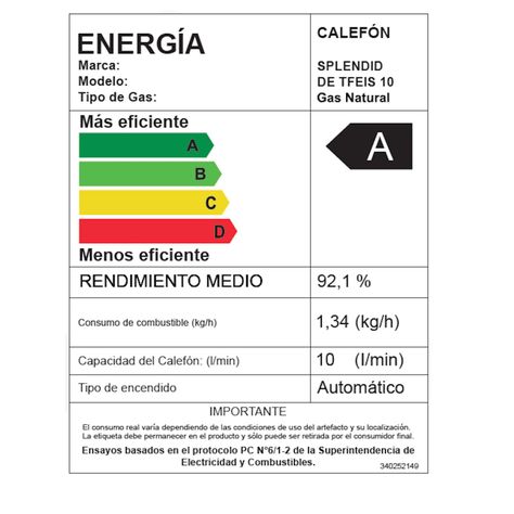 Calefont 10 litros Gas natural Cámara estanca Splendid-6