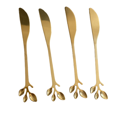 Set de 4 cuchillos de queso forma de hoja-0