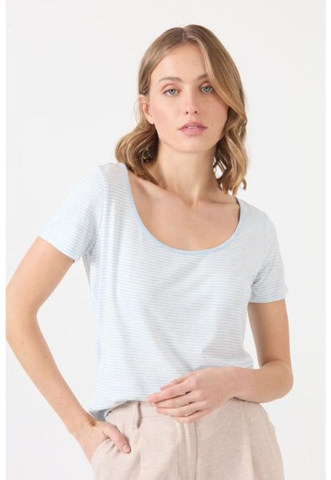 Polera denim rayas manga corta PRIVILEGE-4