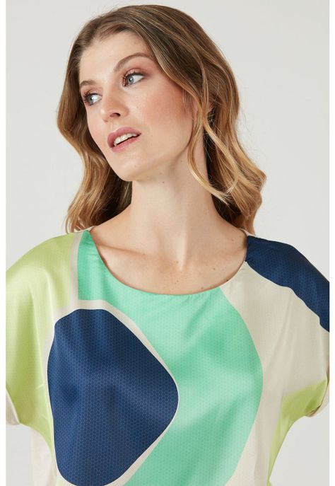 Polera verde estampada-0
