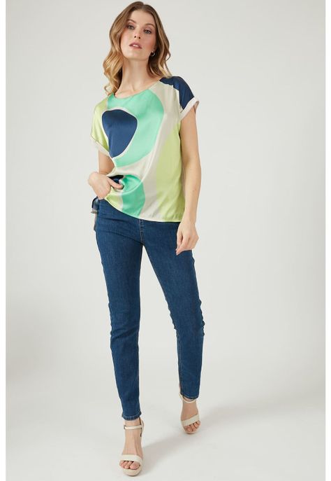 Polera verde estampada-4