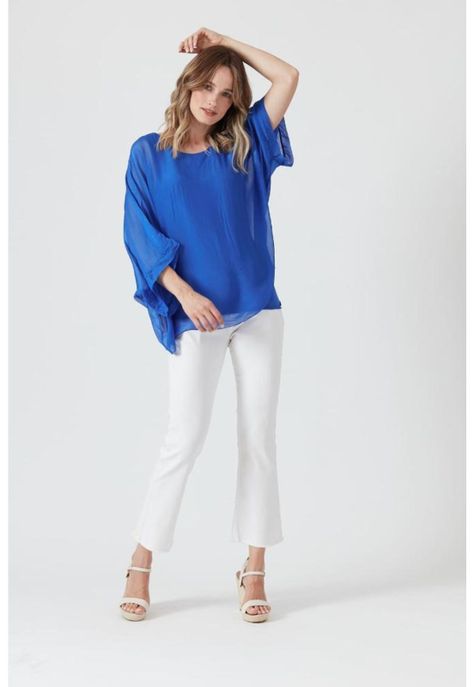 Blusa con seda azul PRIVILEGE 268-2