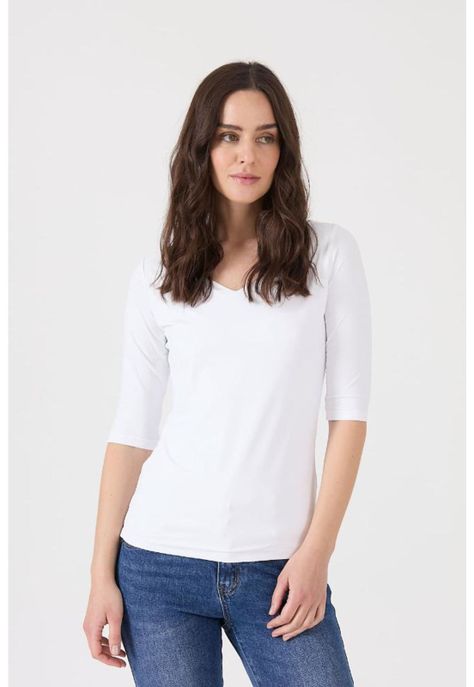 Polera poliamida blanca manga 3/4 PRIVILEGE-0