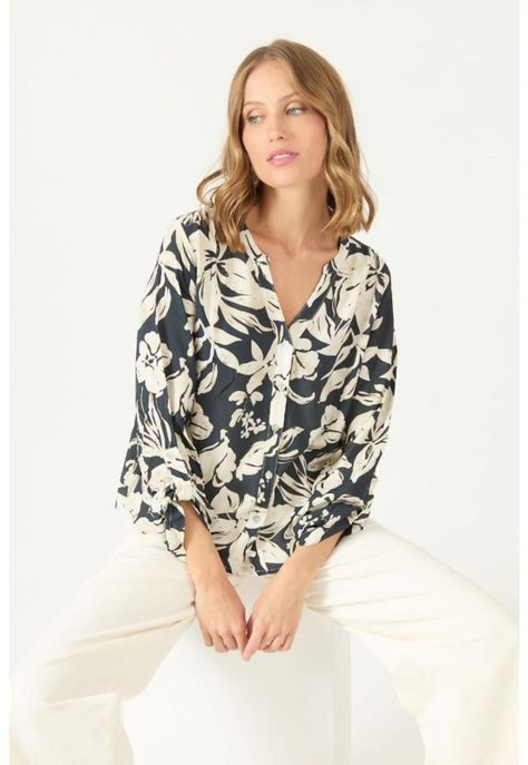 Blusa negra estampada PRIVILEGE 2359-0