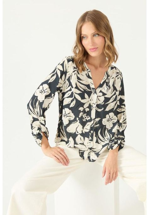 Blusa negra estampada PRIVILEGE 2359-1