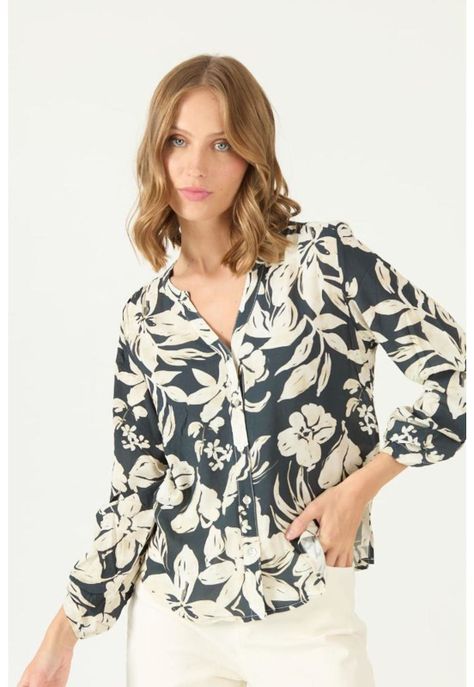 Blusa negra estampada PRIVILEGE 2359-2