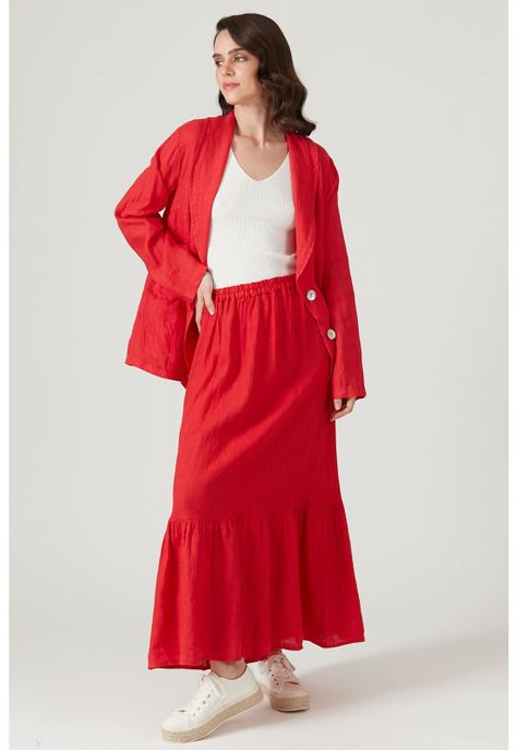 Blazer de lino rojo-1
