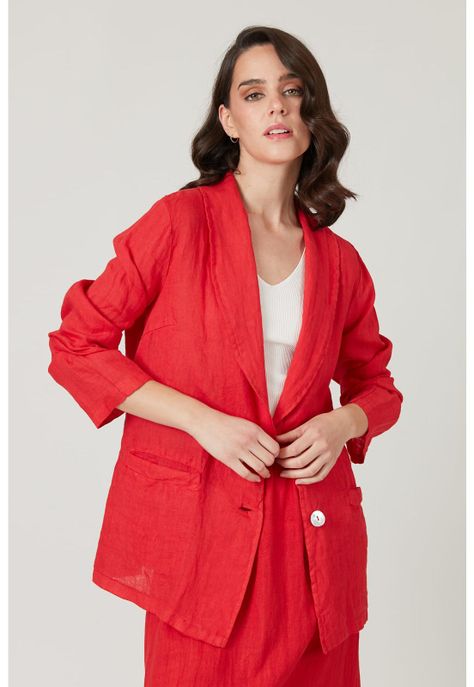 Blazer de lino rojo-2