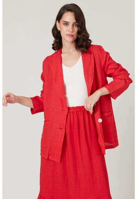 Blazer de lino rojo-3