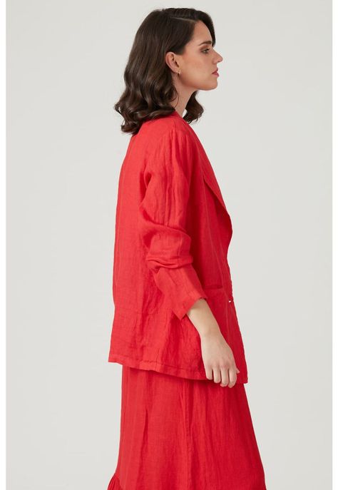Blazer de lino rojo-4