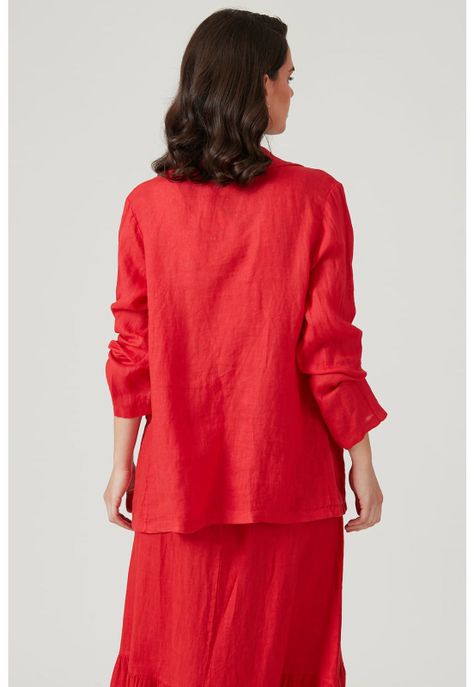 Blazer de lino rojo-5