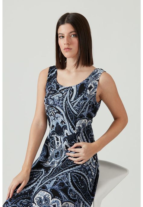 Vestido azul estampado-0