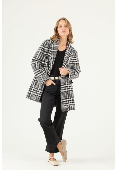 Abrigo negro cuadros PRIVILEGE 2332-1