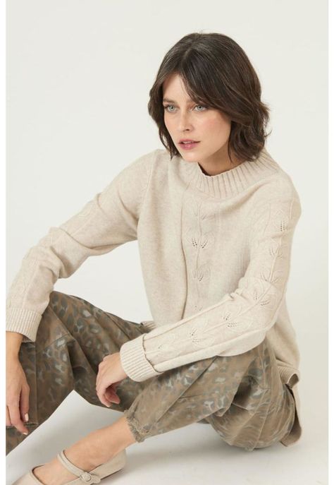 Sweater beige flores PRIVILEGE 2672-0
