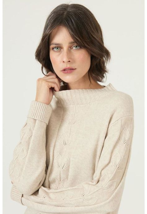 Sweater beige flores PRIVILEGE 2672-1