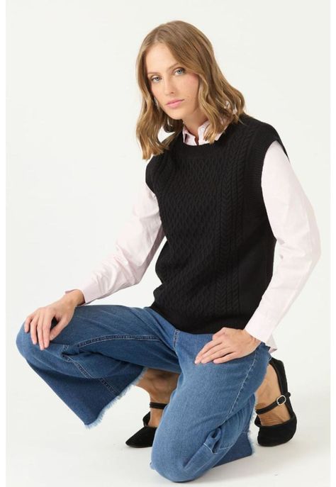 Sweater negro trenzado PRIVILEGE 2202-0