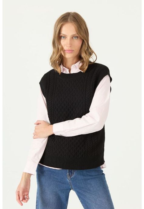 Sweater negro trenzado PRIVILEGE 2202-1